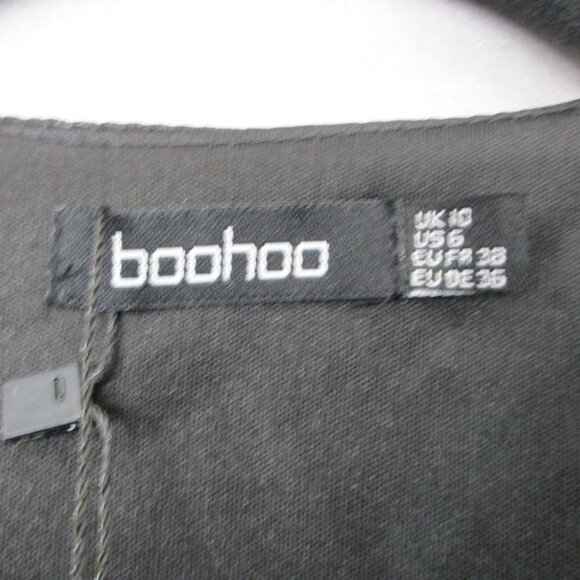 NWT BooHoo Sheer Crop Wrap Top Black Women Size | 6 - Picture 3 of 13
